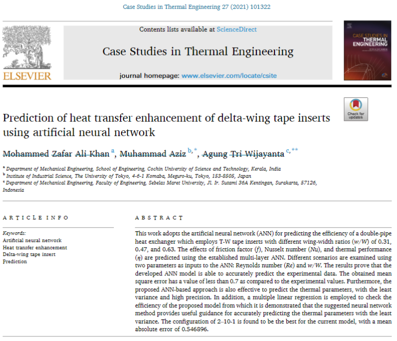 Prediction of heat transfer enhancement of delta-wing tape inserts using artificial neural network
